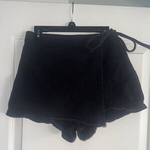 PacSun Black Denim Wrap Skort with Side Tie